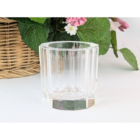 Clear Crystal Vase Small 3.25" Prism Faceted Heavy Flower Vase Minimalist Decor - Picture 3 of 6